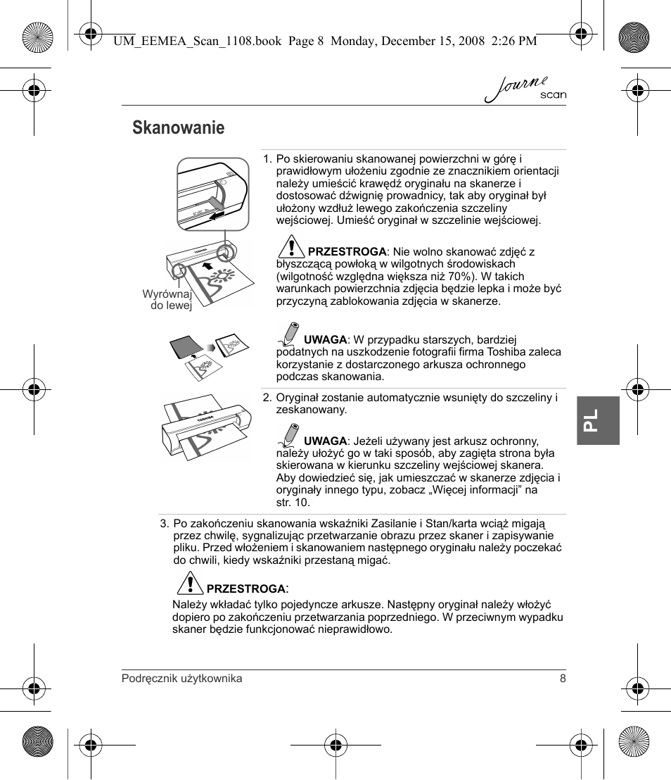 Skanowanie, Pl skanowanie | Toshiba JournE Scan User Manual | Page 117 / 236