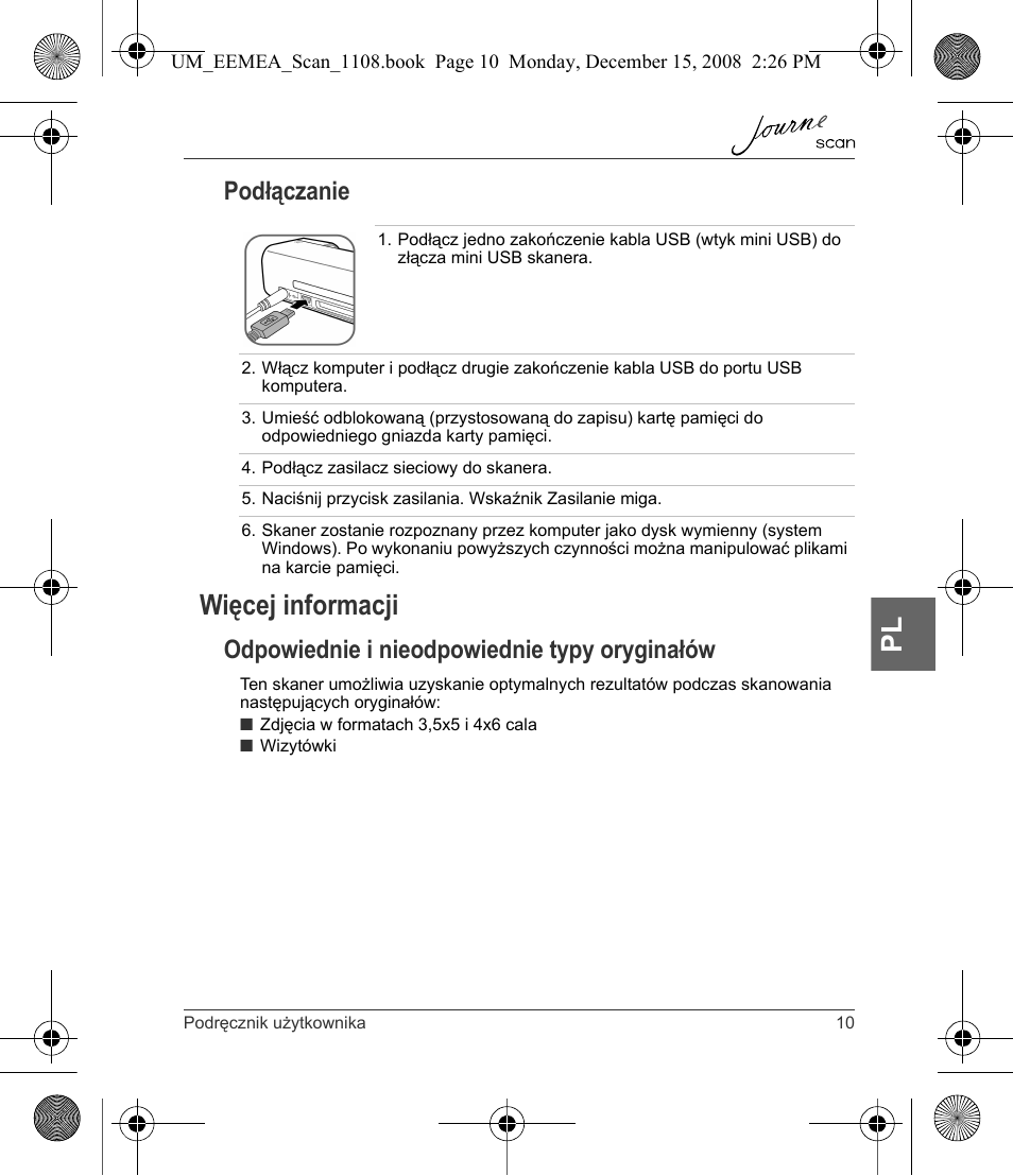 Więcej informacji, Podłączanie, Odpowiednie i nieodpowiednie typy oryginałów | Toshiba JournE Scan User Manual | Page 119 / 236