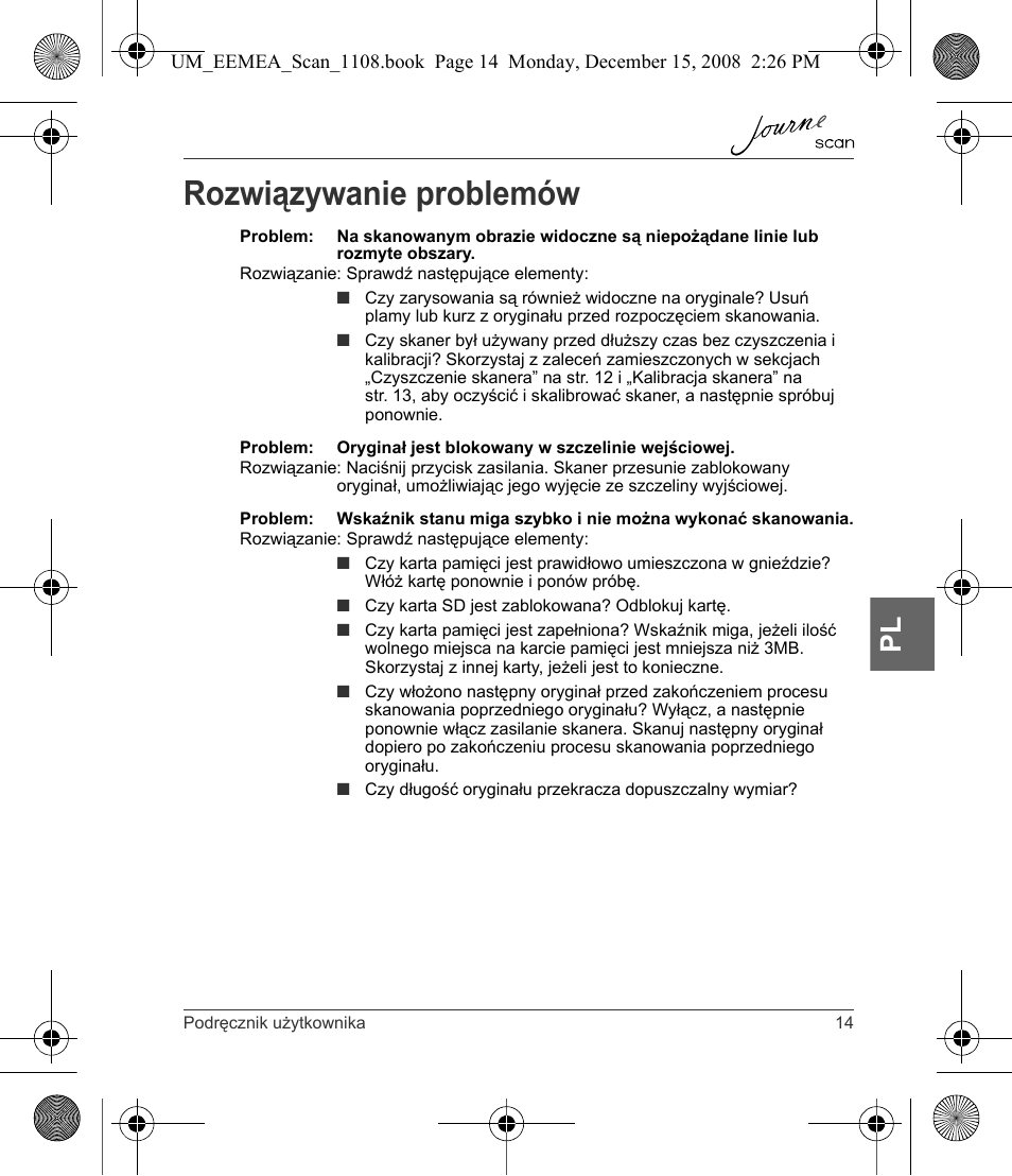 Rozwiązywanie problemów | Toshiba JournE Scan User Manual | Page 123 / 236