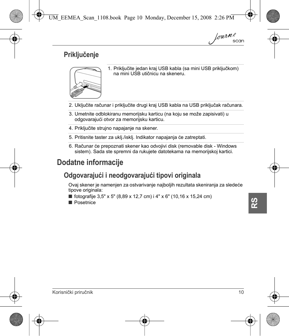 Dodatne informacije, Priključenje, Odgovarajući i neodgovarajući tipovi originala | Toshiba JournE Scan User Manual | Page 137 / 236