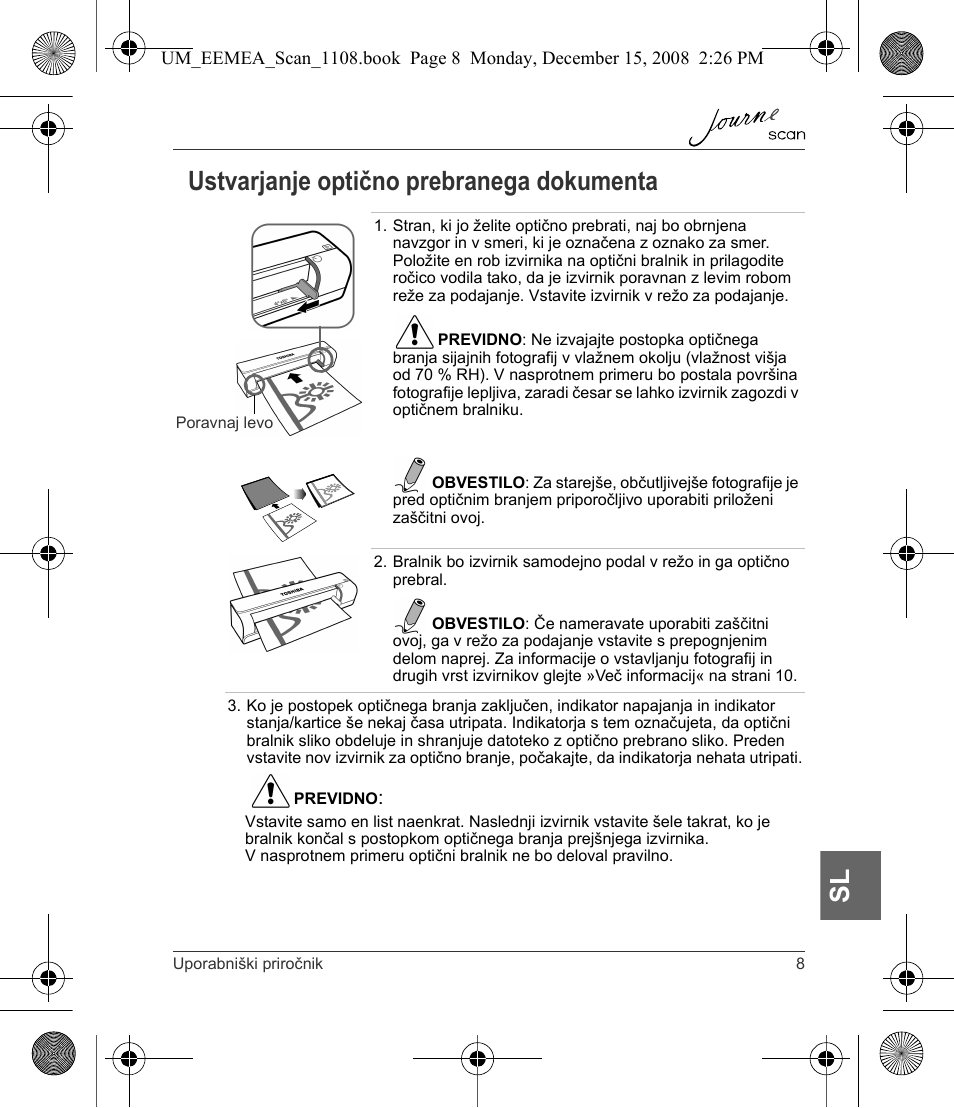 Ustvarjanje optično prebranega dokumenta, Sl ustvarjanje optično prebranega dokumenta | Toshiba JournE Scan User Manual | Page 189 / 236