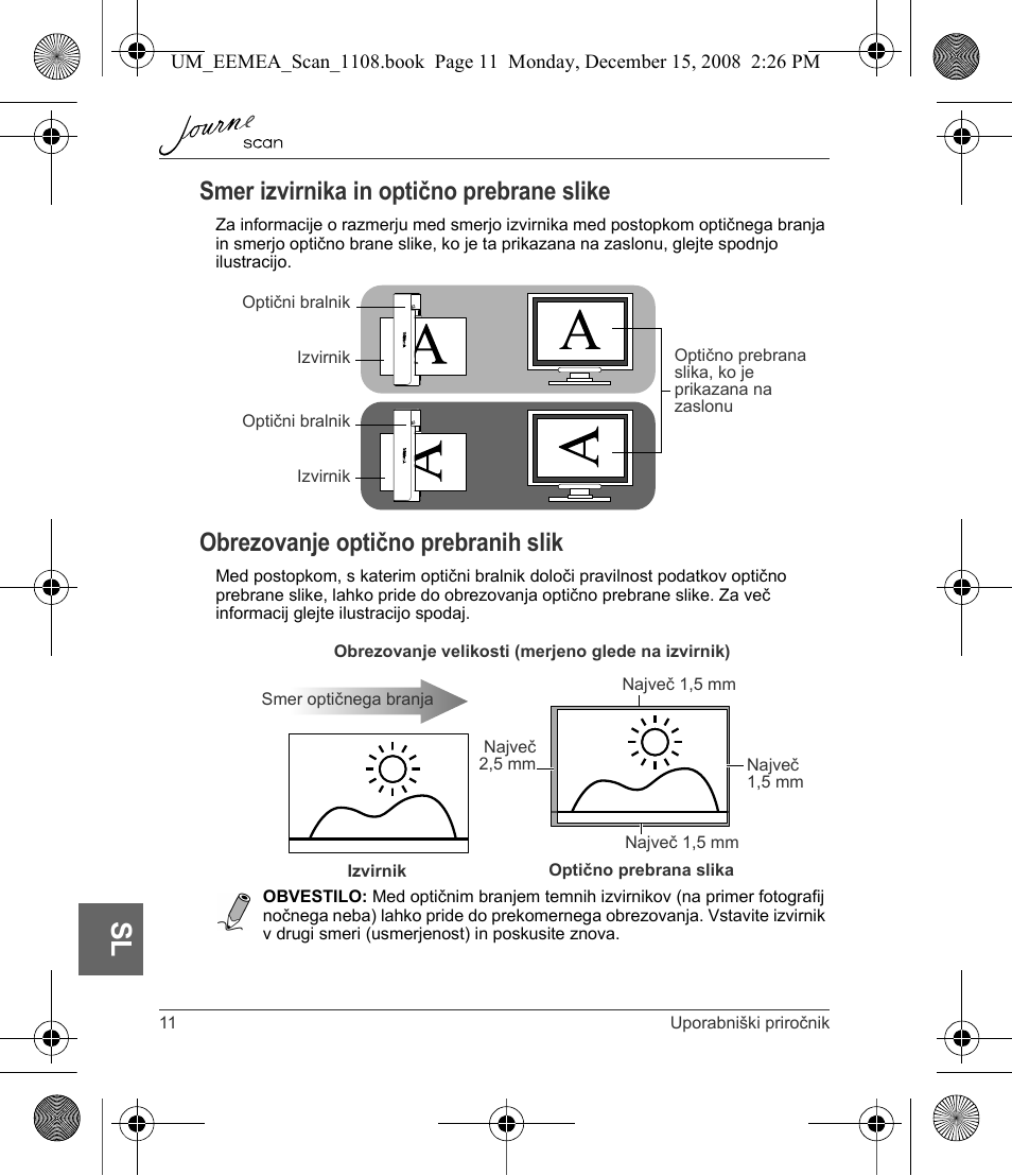 Smer izvirnika in optično prebrane slike, Obrezovanje optično prebranih slik | Toshiba JournE Scan User Manual | Page 192 / 236