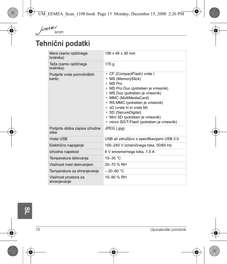 Tehnični podatki | Toshiba JournE Scan User Manual | Page 196 / 236