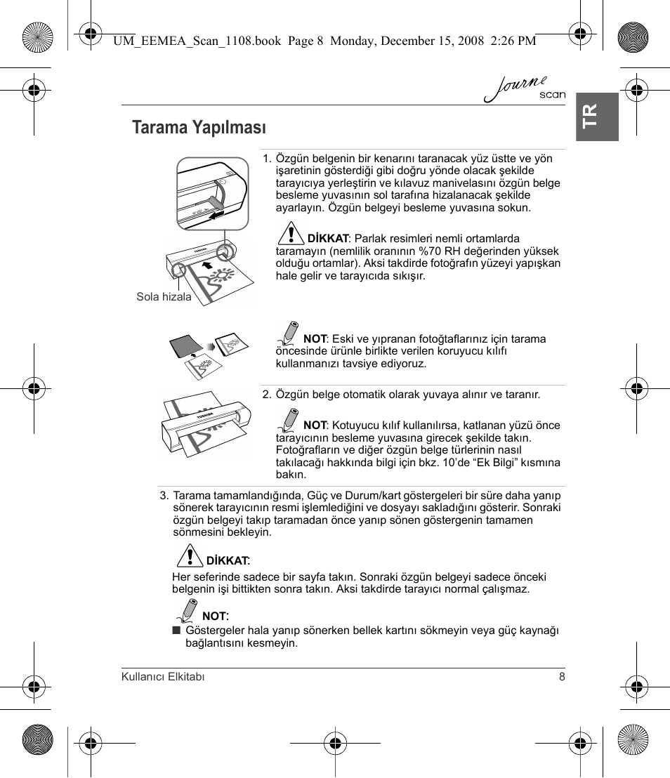 Tarama yapılması, Tr tarama yapılması | Toshiba JournE Scan User Manual | Page 207 / 236