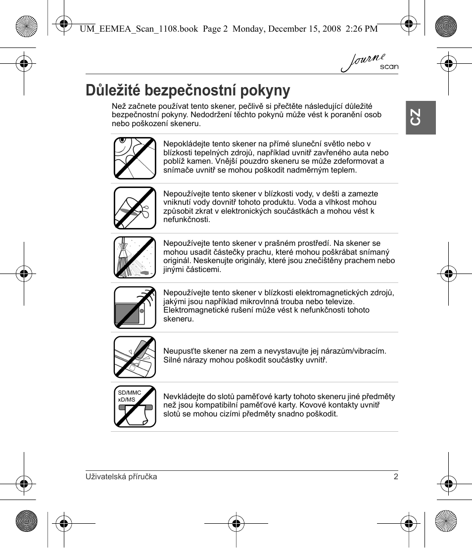 Důležité bezpečnostní pokyny | Toshiba JournE Scan User Manual | Page 21 / 236