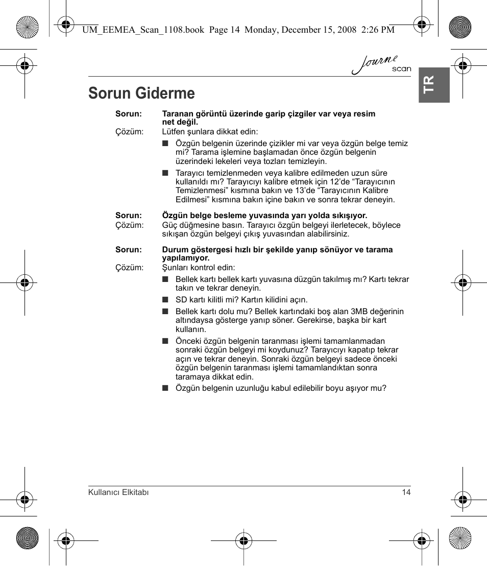 Sorun giderme | Toshiba JournE Scan User Manual | Page 213 / 236