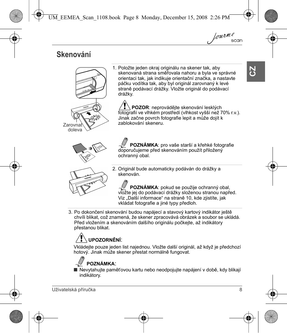 Skenování, Cz skenování | Toshiba JournE Scan User Manual | Page 27 / 236