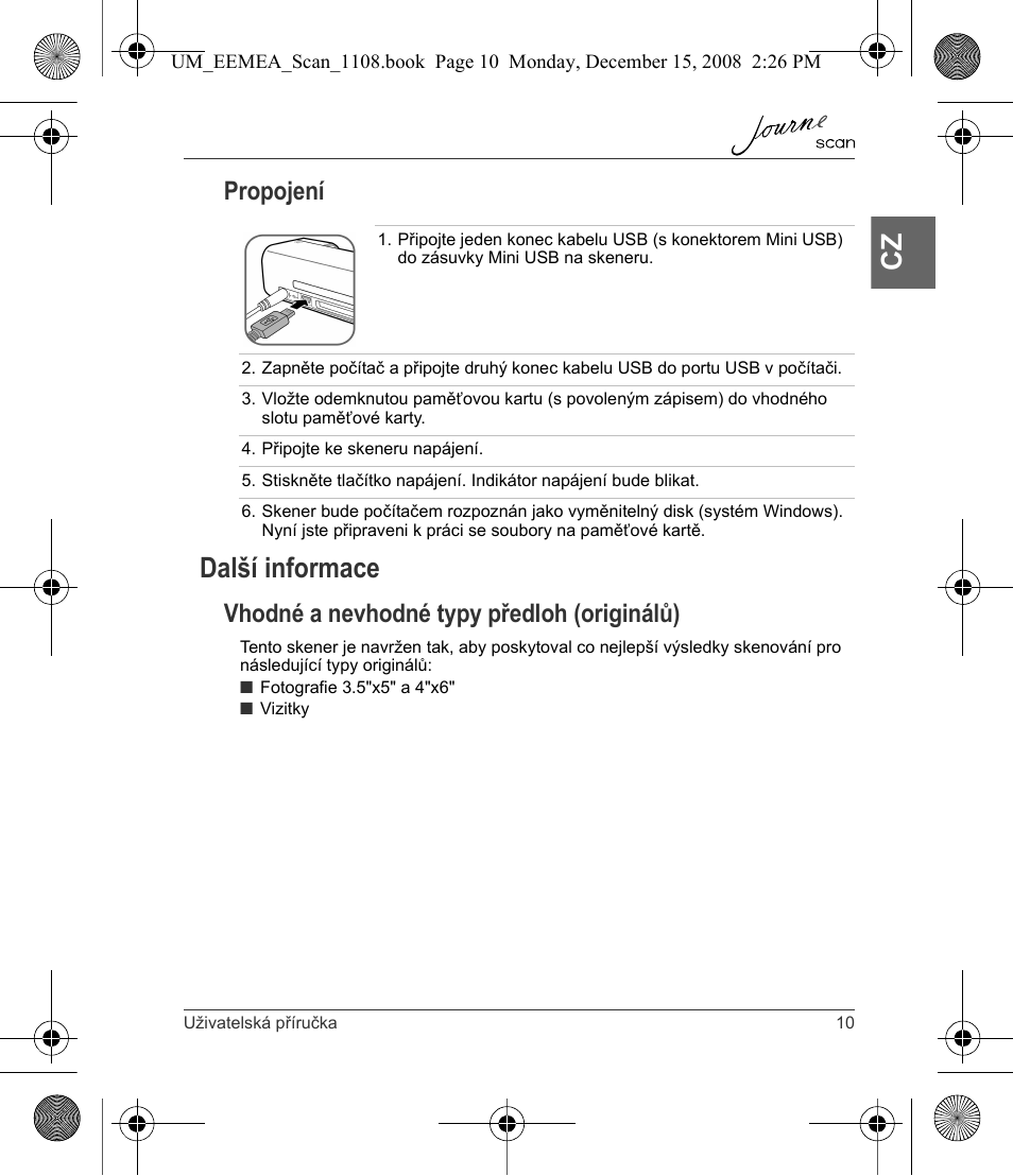 Další informace, Propojení, Vhodné a nevhodné typy předloh (originálů) | Toshiba JournE Scan User Manual | Page 29 / 236