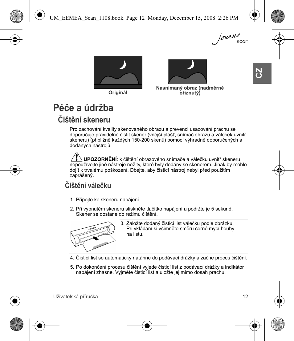 Péče a údržba, Čištění skeneru, Čištění válečku | Toshiba JournE Scan User Manual | Page 31 / 236