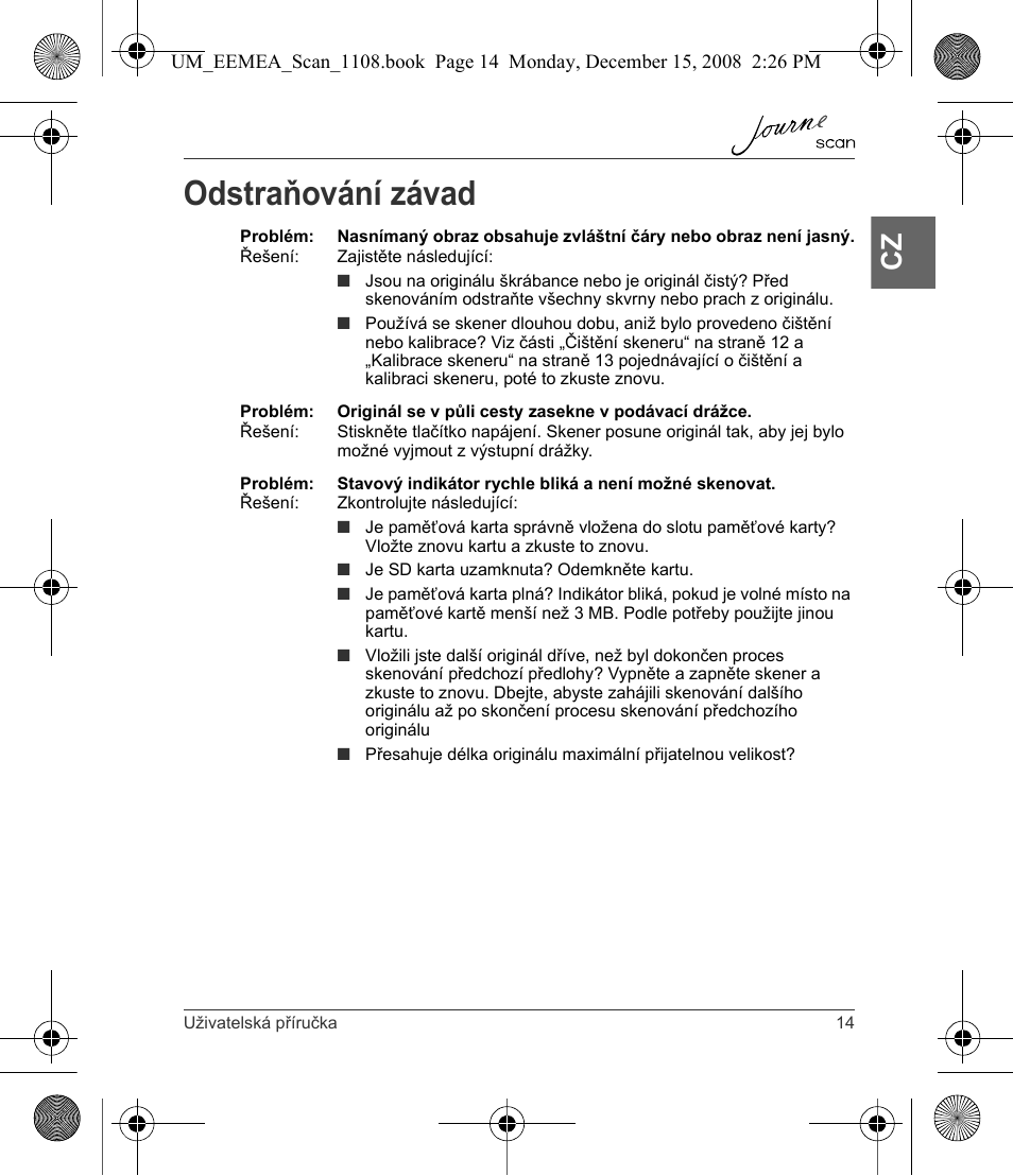 Odstraňování závad | Toshiba JournE Scan User Manual | Page 33 / 236