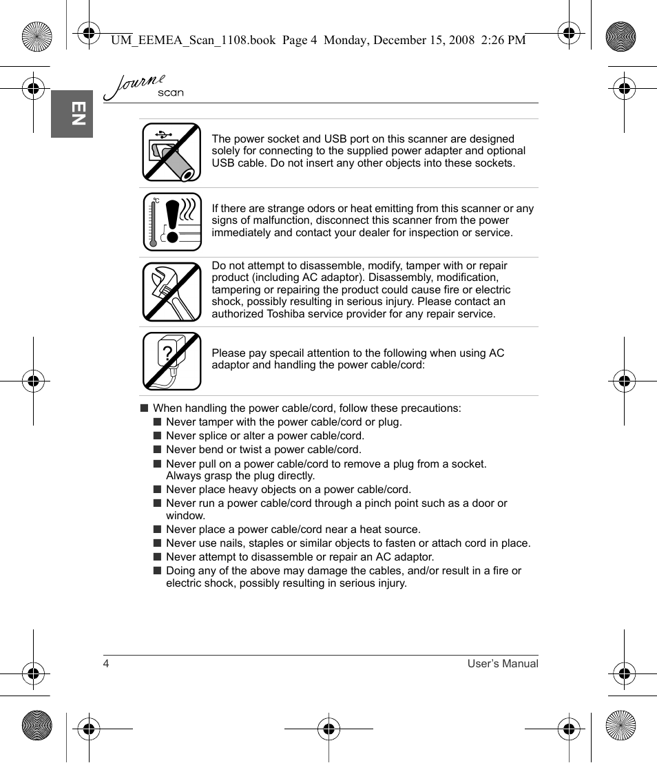 Toshiba JournE Scan User Manual | Page 4 / 236