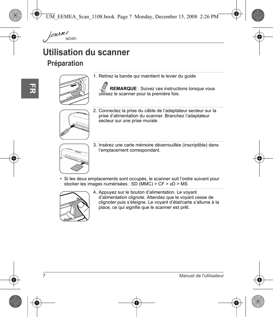 Utilisation du scanner, Préparation | Toshiba JournE Scan User Manual | Page 44 / 236