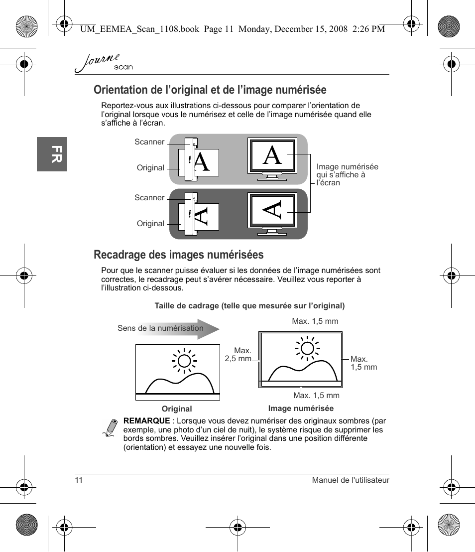 Orientation de l’original et de l’image numérisée, Recadrage des images numérisées | Toshiba JournE Scan User Manual | Page 48 / 236
