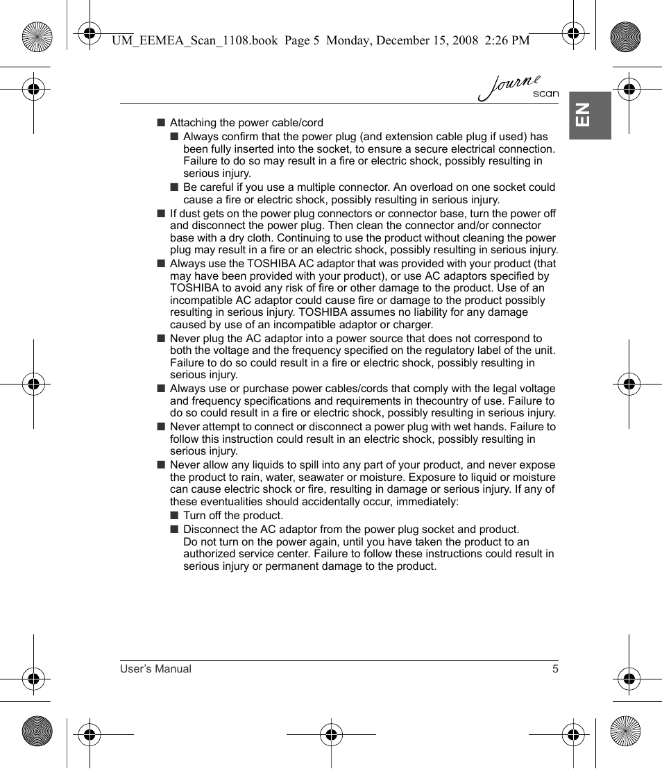 Toshiba JournE Scan User Manual | Page 5 / 236