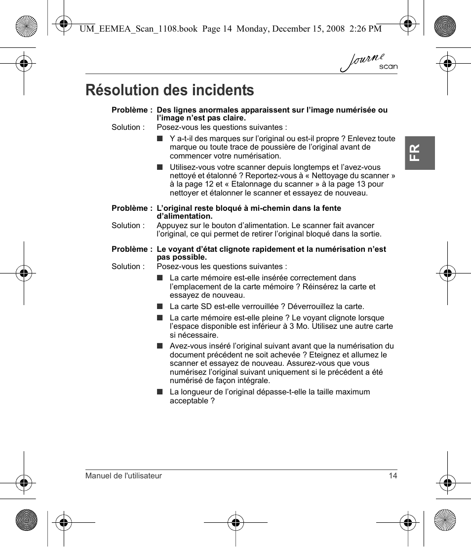 Résolution des incidents | Toshiba JournE Scan User Manual | Page 51 / 236