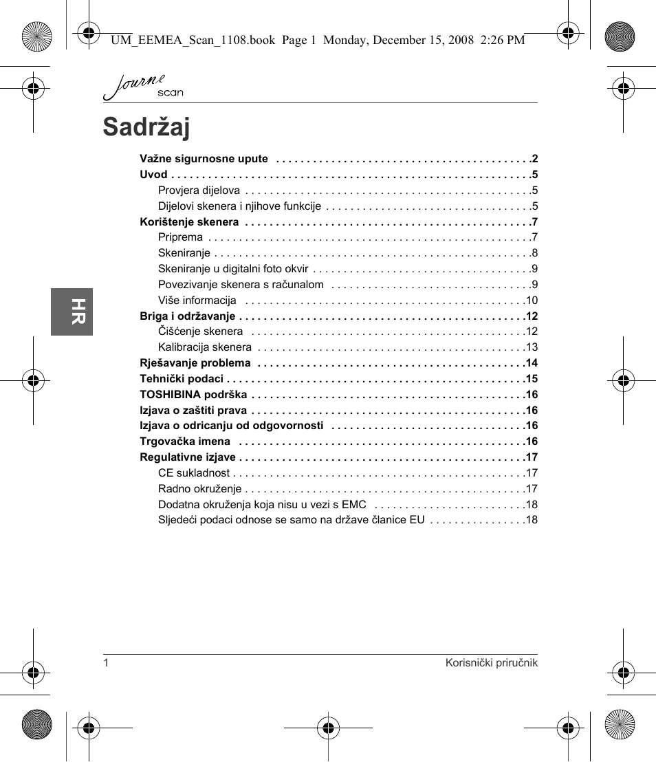 Sadržaj | Toshiba JournE Scan User Manual | Page 74 / 236