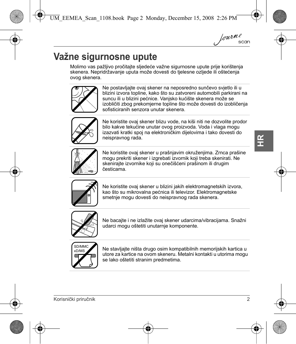Važne sigurnosne upute | Toshiba JournE Scan User Manual | Page 75 / 236