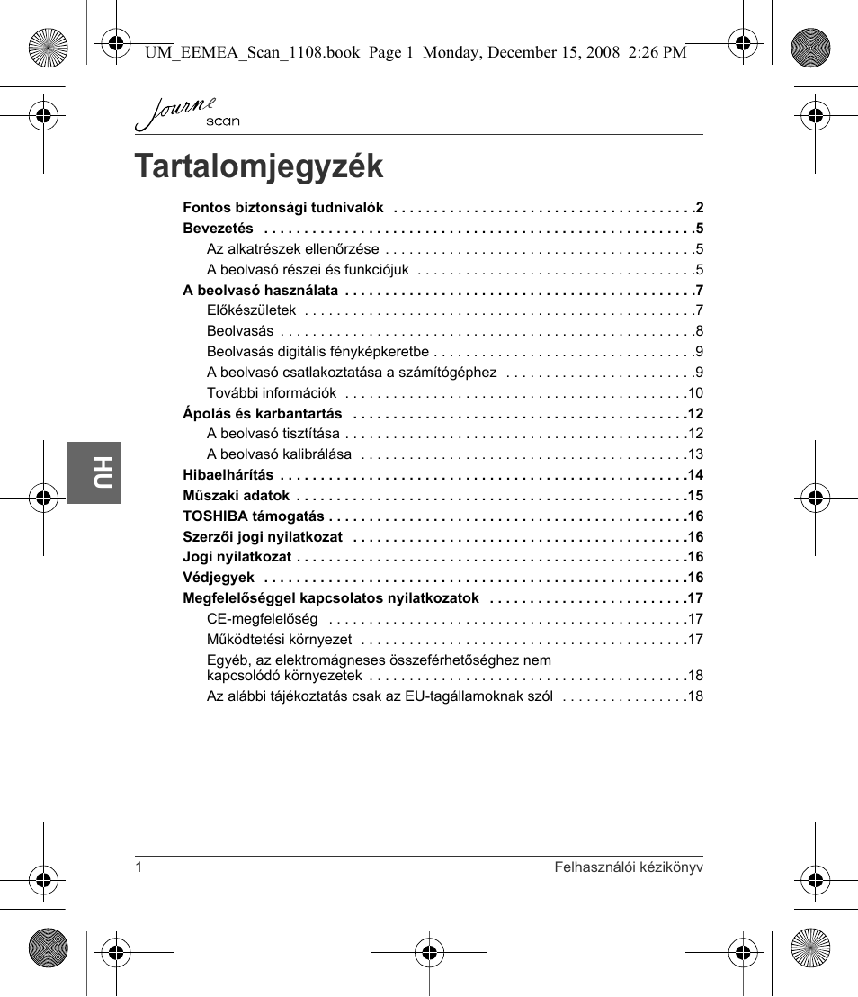Tartalomjegyzék | Toshiba JournE Scan User Manual | Page 92 / 236