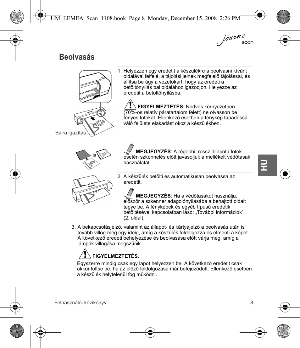 Beolvasás, Hu beolvasás | Toshiba JournE Scan User Manual | Page 99 / 236