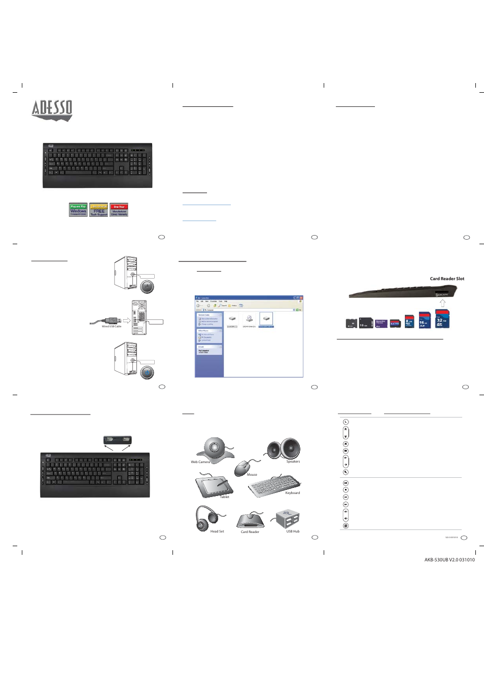 Adesso AKB-530UB User Manual | 1 page