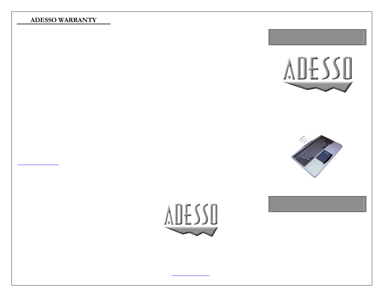 Adesso WKB-4000 User Manual | 2 pages