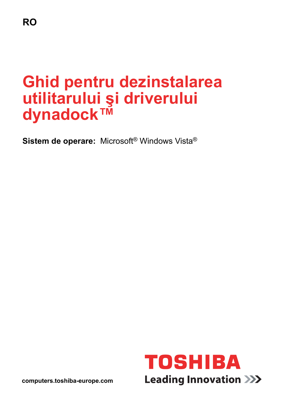 Română | Toshiba Dynadock User Manual | Page 103 / 132