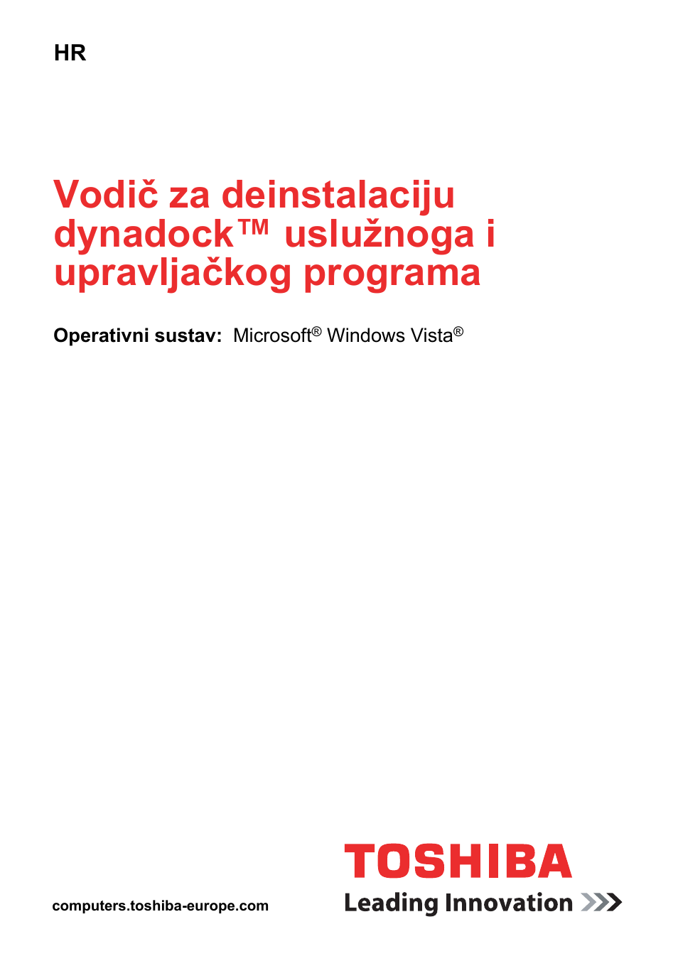 Hrvatski | Toshiba Dynadock User Manual | Page 115 / 132
