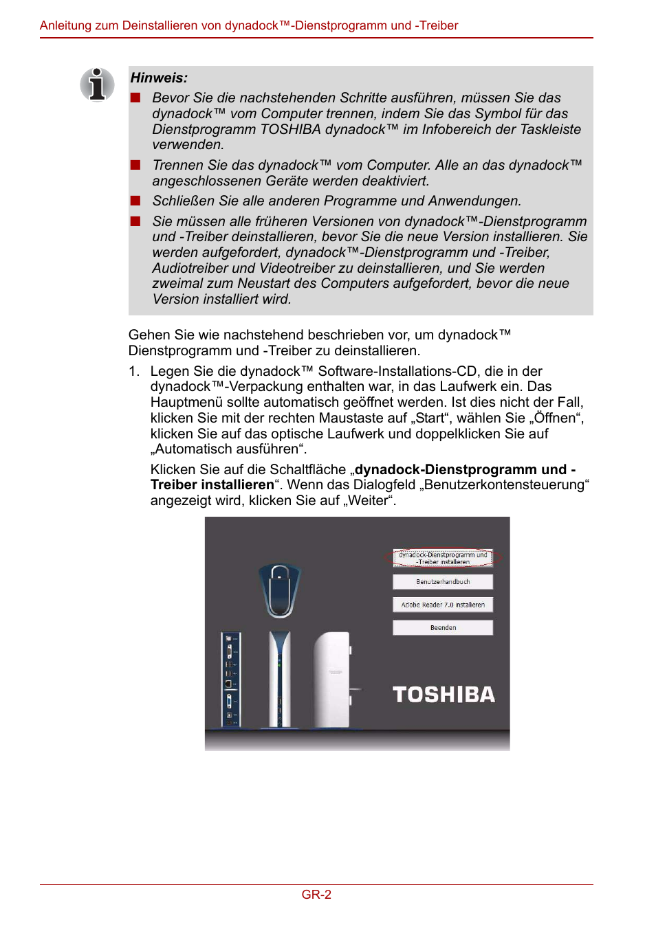Toshiba Dynadock User Manual | Page 14 / 132