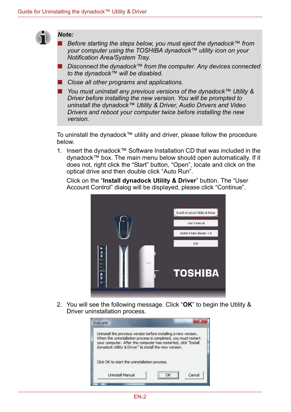 Toshiba Dynadock User Manual | Page 2 / 132