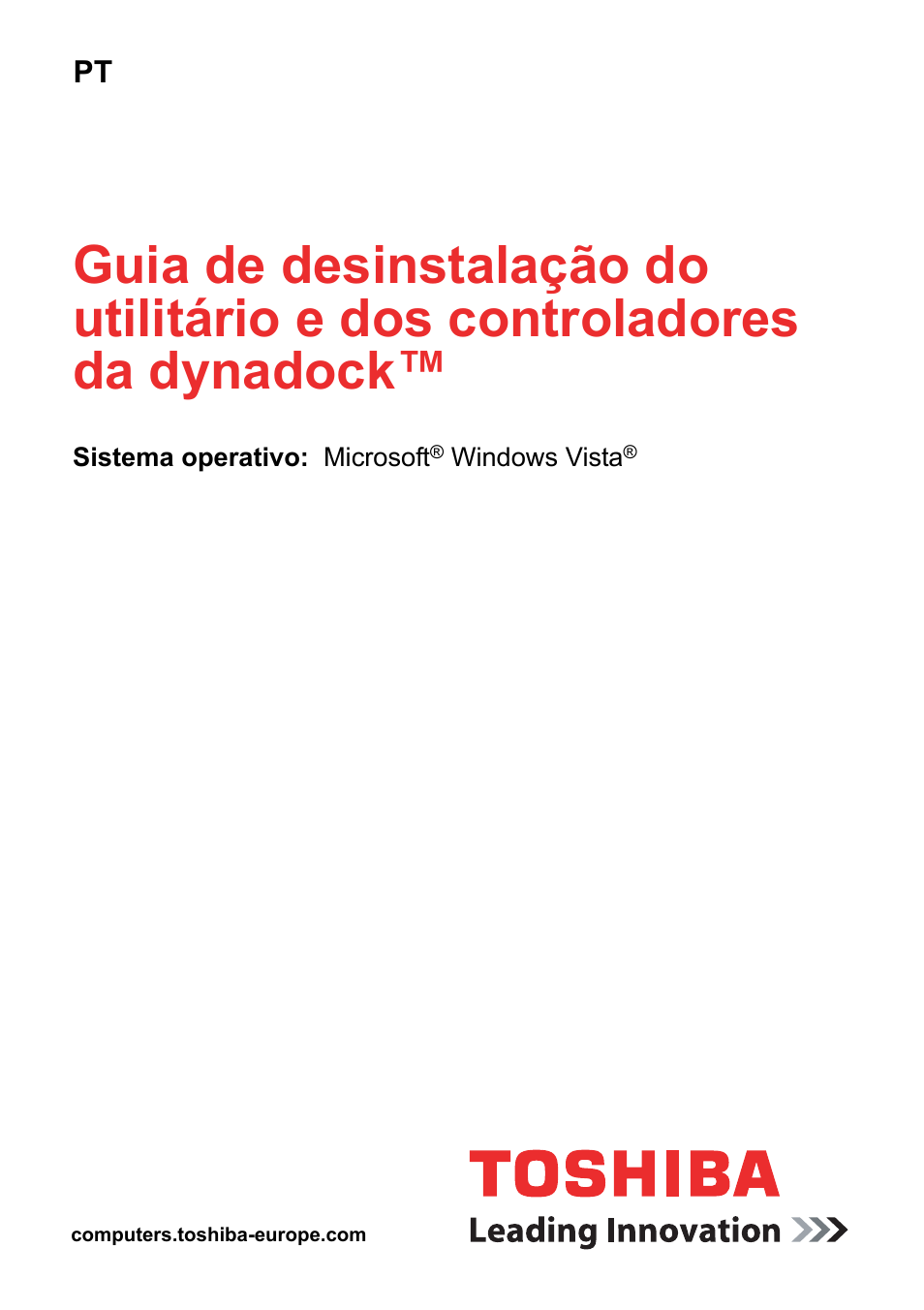 Português | Toshiba Dynadock User Manual | Page 37 / 132