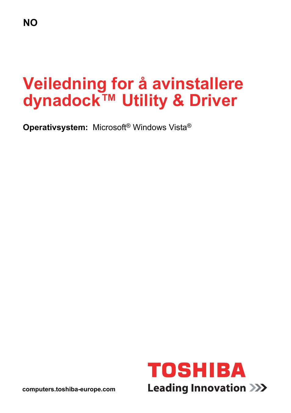 Norsk | Toshiba Dynadock User Manual | Page 61 / 132
