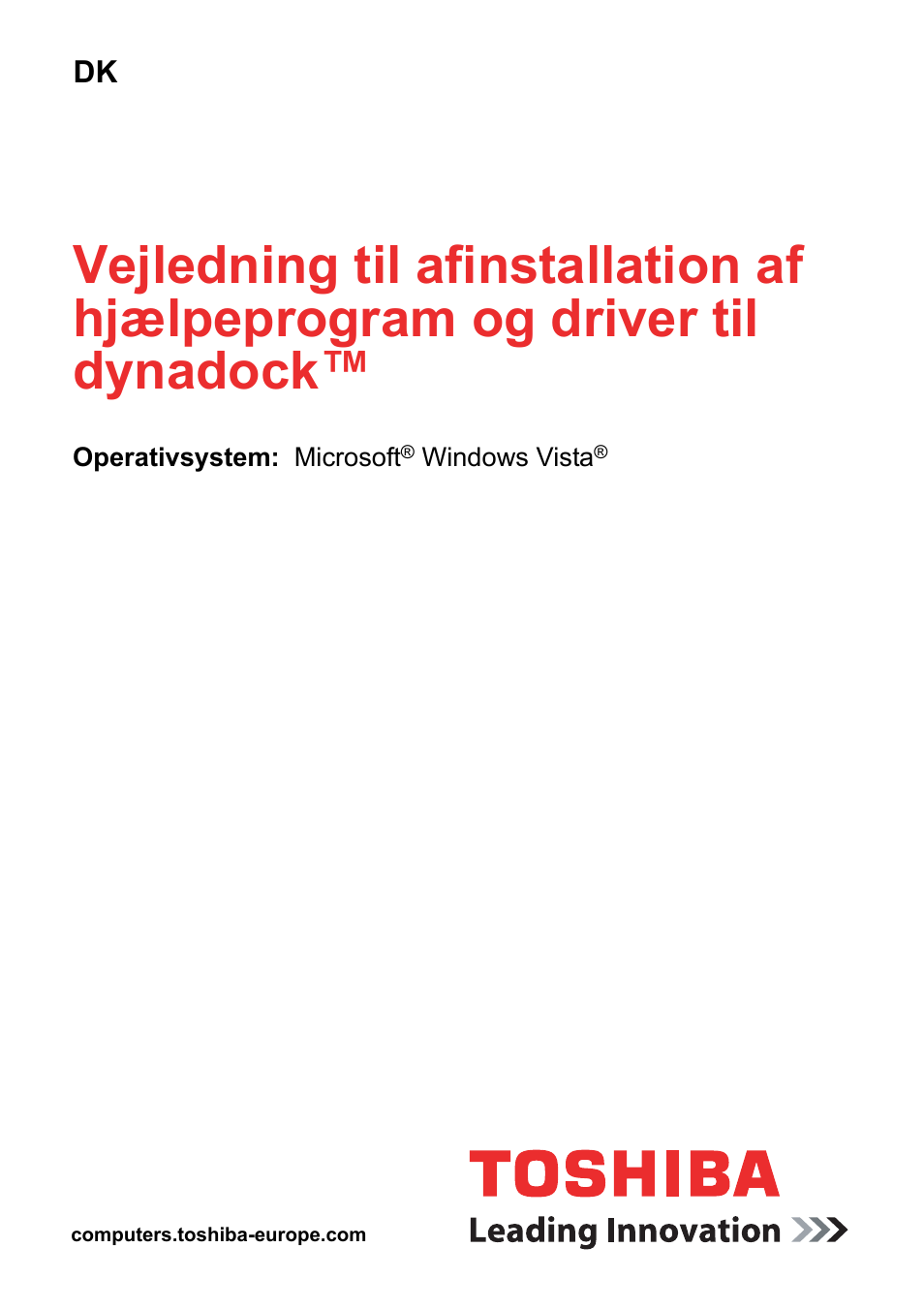 Dansk | Toshiba Dynadock User Manual | Page 67 / 132