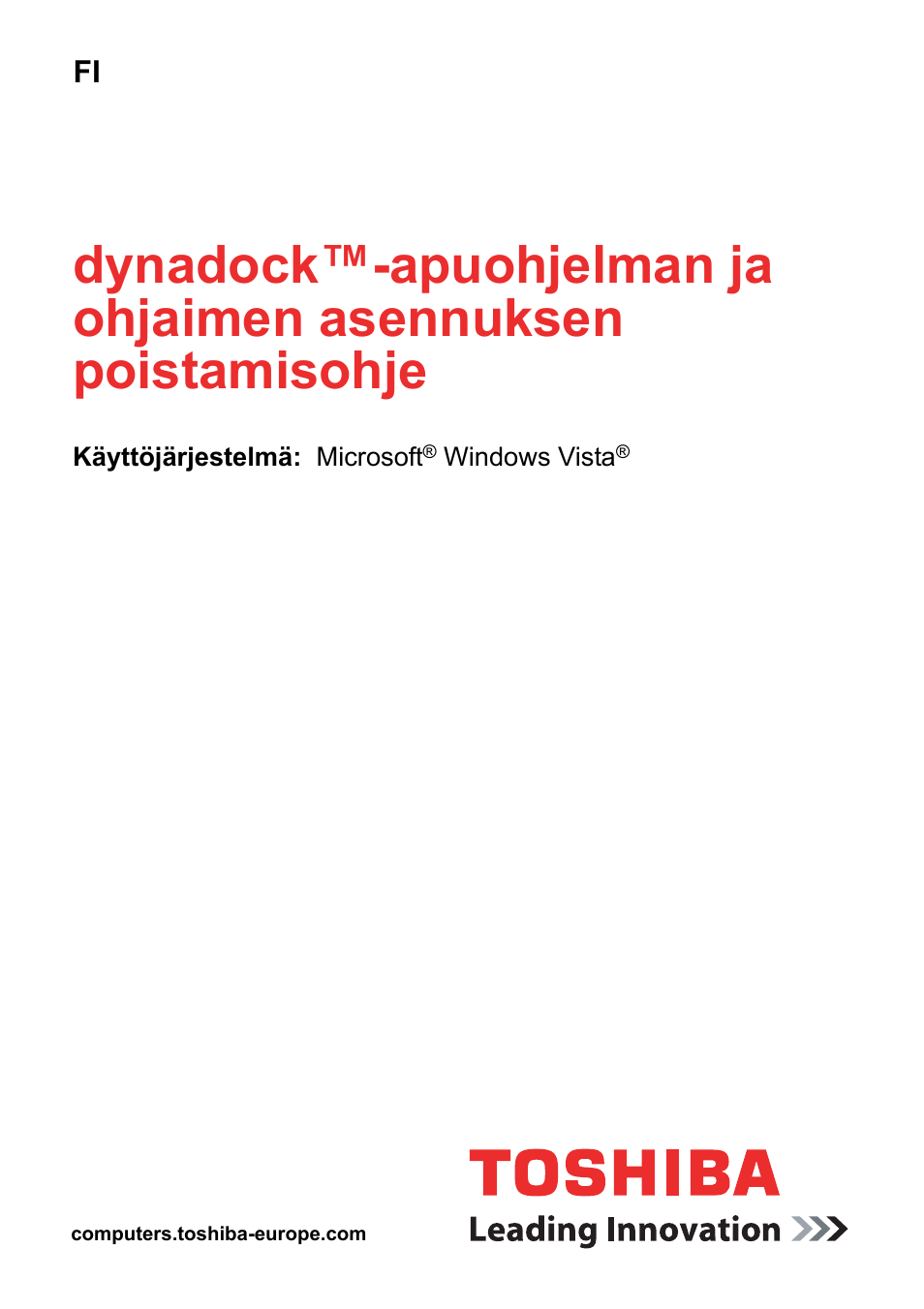 Suomi | Toshiba Dynadock User Manual | Page 73 / 132