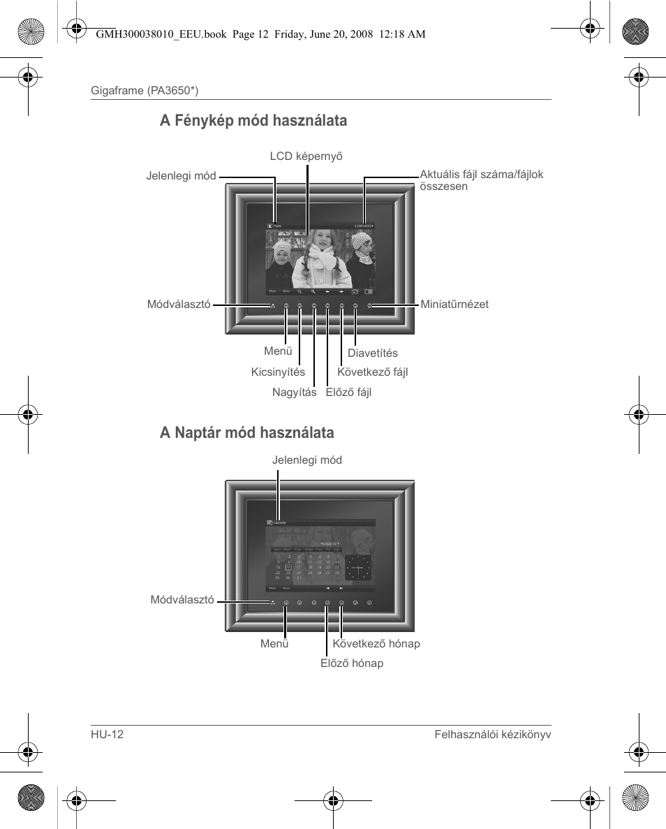 A fénykép mód használata a naptár mód használata | Toshiba Gigaframe Q-Series User Manual | Page 132 / 260