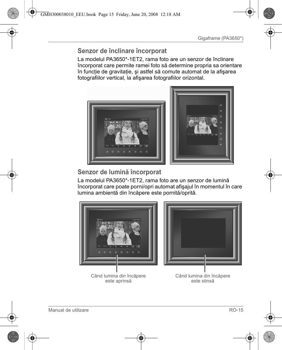 Senzor de înclinare încorporat, Senzor de lumină încorporat | Toshiba Gigaframe Q-Series User Manual | Page 155 / 260