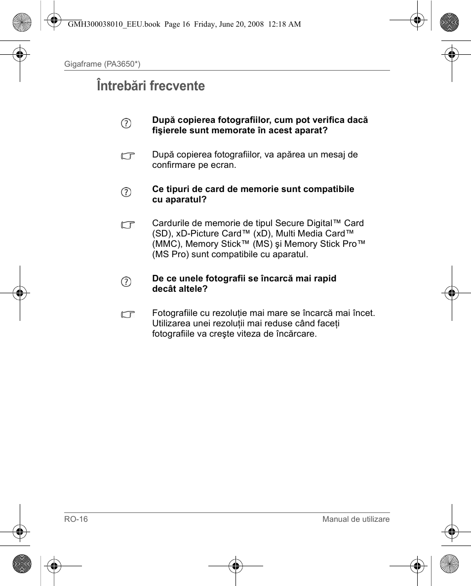 Întrebări frecvente | Toshiba Gigaframe Q-Series User Manual | Page 156 / 260