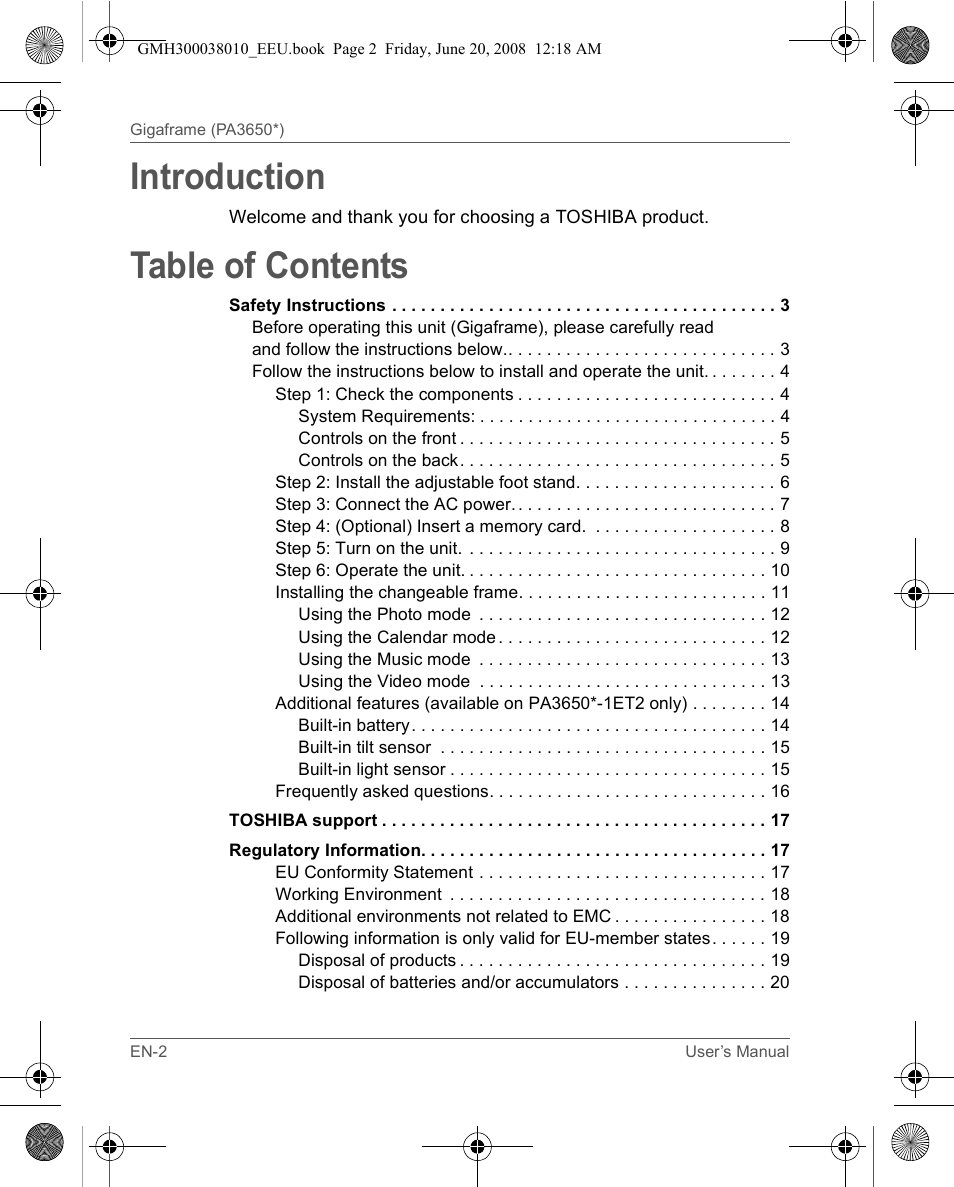 Toshiba Gigaframe Q-Series User Manual | Page 2 / 260