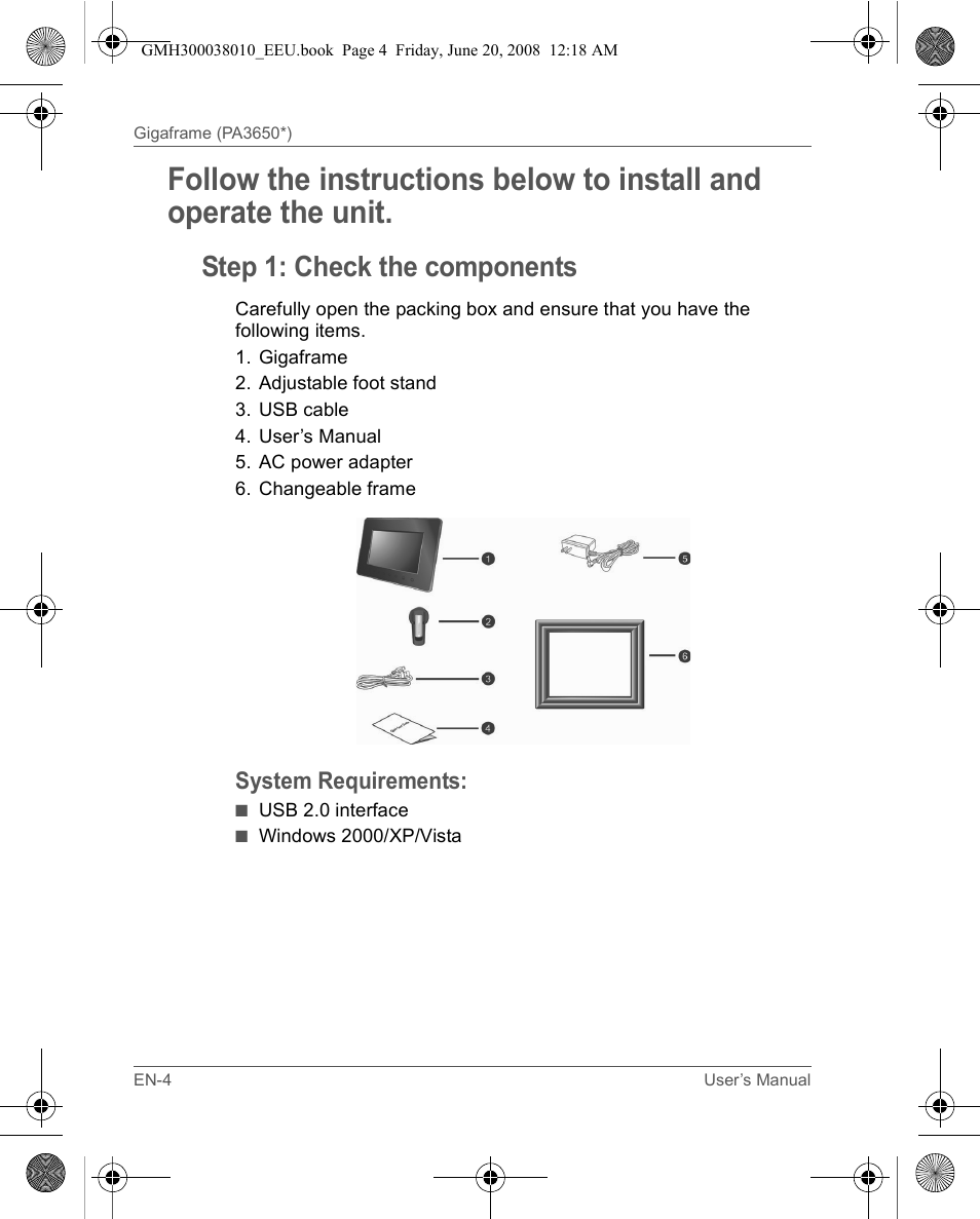 Step 1: check the components | Toshiba Gigaframe Q-Series User Manual | Page 4 / 260