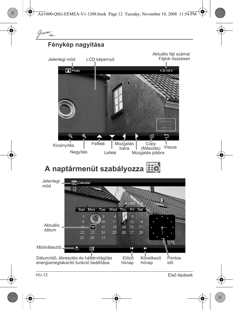 Fénykép nagyítása, A naptármenüt szabályozza | Toshiba JournE Air1000 User Manual | Page 128 / 302