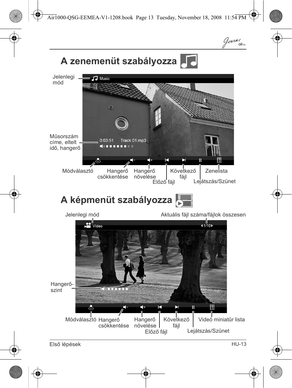 A zenemenüt szabályozza a képmenüt szabályozza | Toshiba JournE Air1000 User Manual | Page 129 / 302
