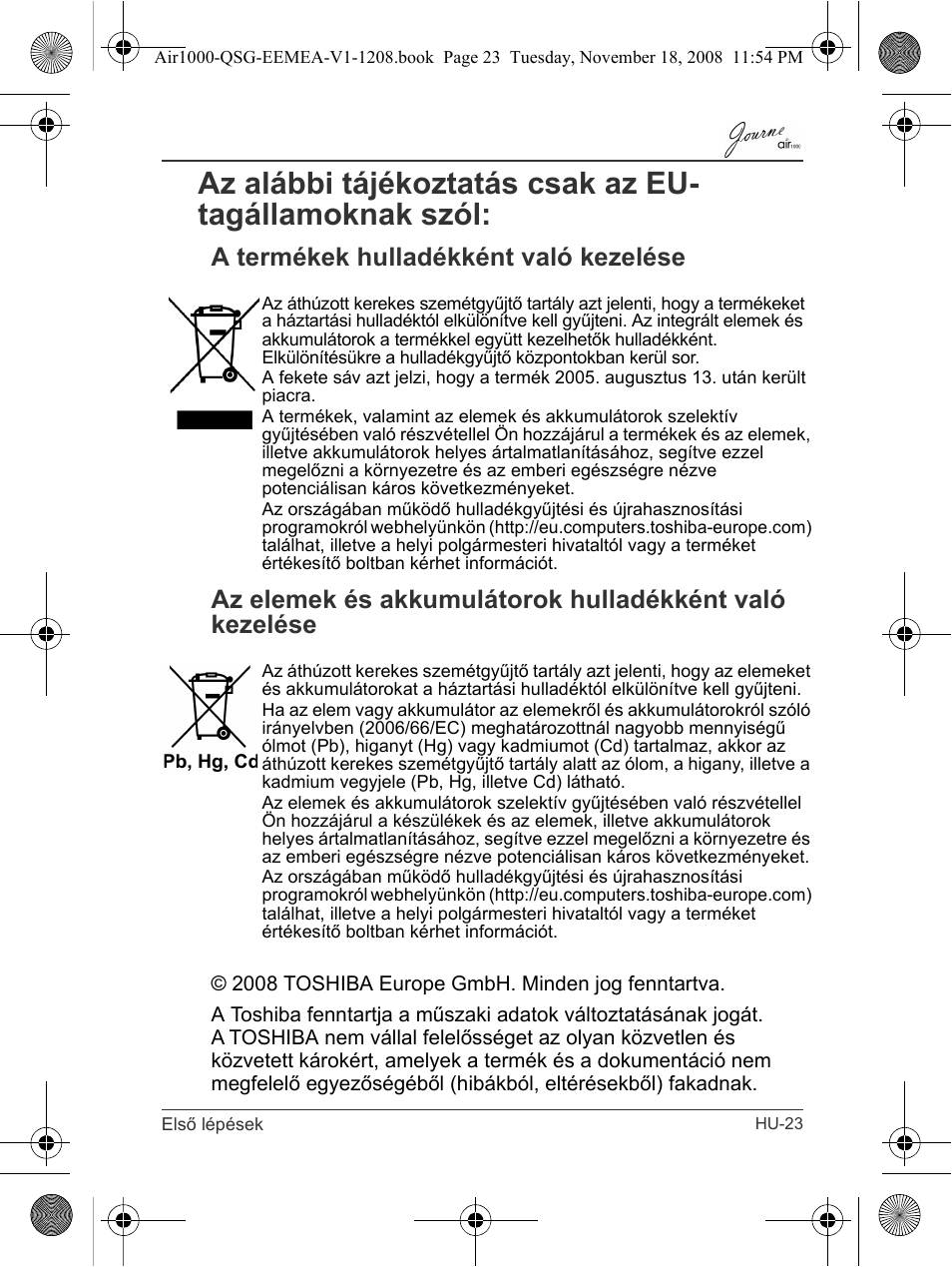 Toshiba JournE Air1000 User Manual | Page 139 / 302