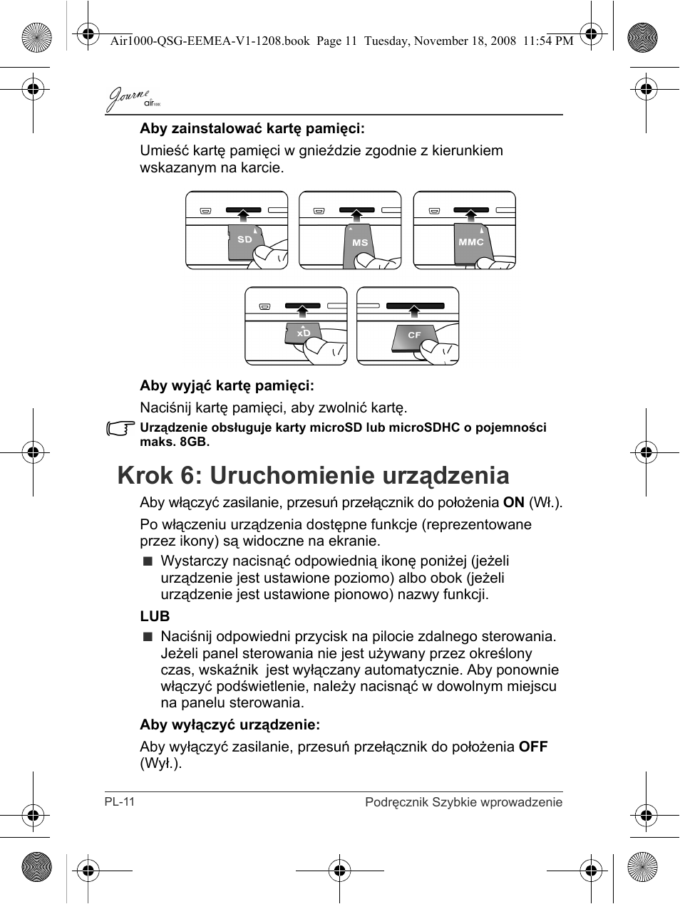 Krok 6: uruchomienie urządzenia | Toshiba JournE Air1000 User Manual | Page 150 / 302