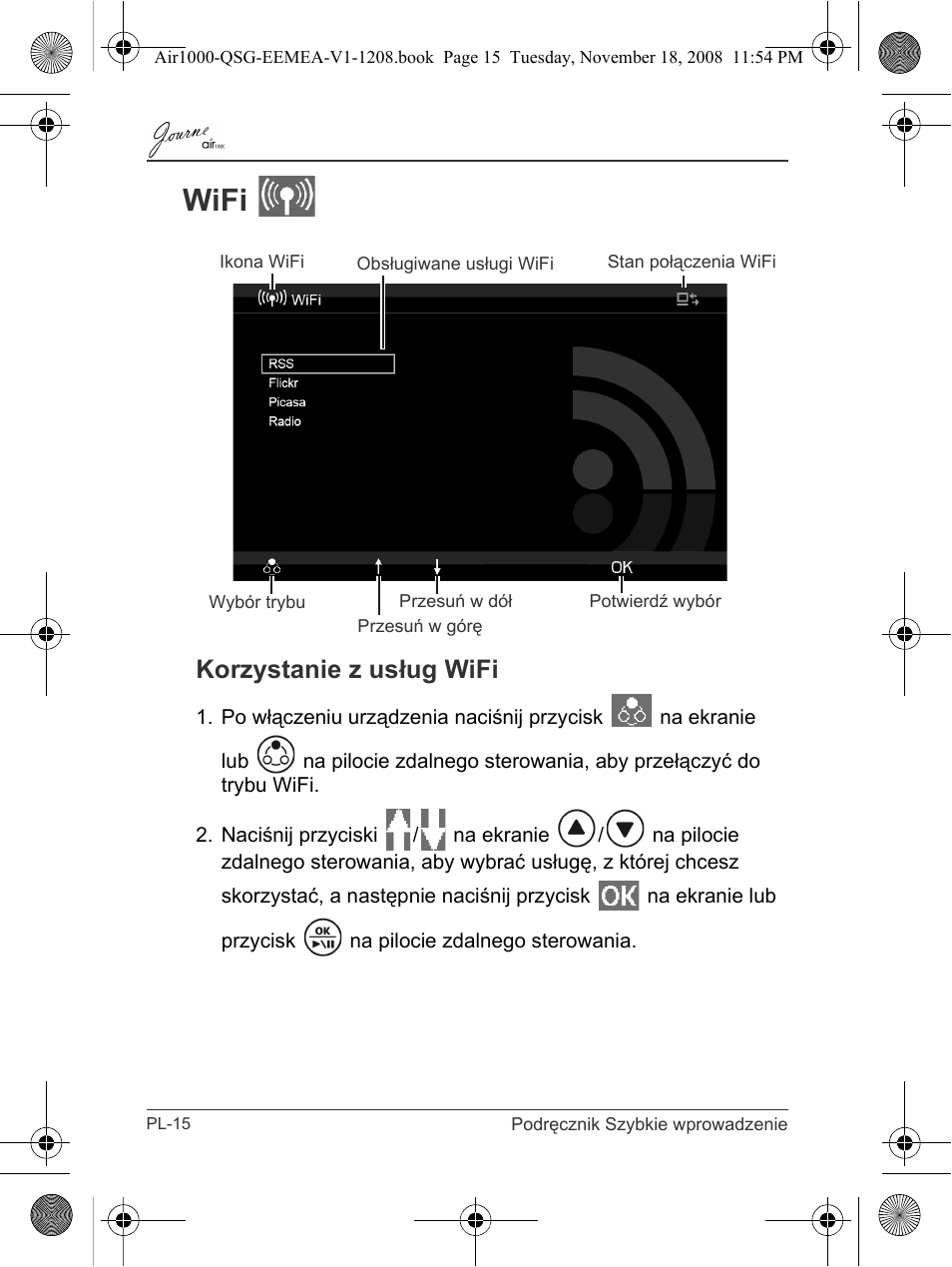 Wifi, Korzystanie z usług wifi | Toshiba JournE Air1000 User Manual | Page 154 / 302