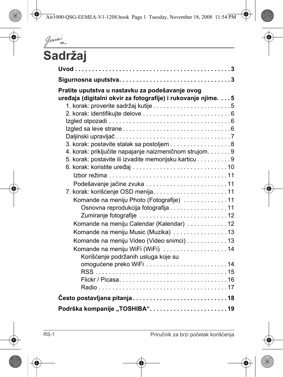 Sadržaj | Toshiba JournE Air1000 User Manual | Page 164 / 302