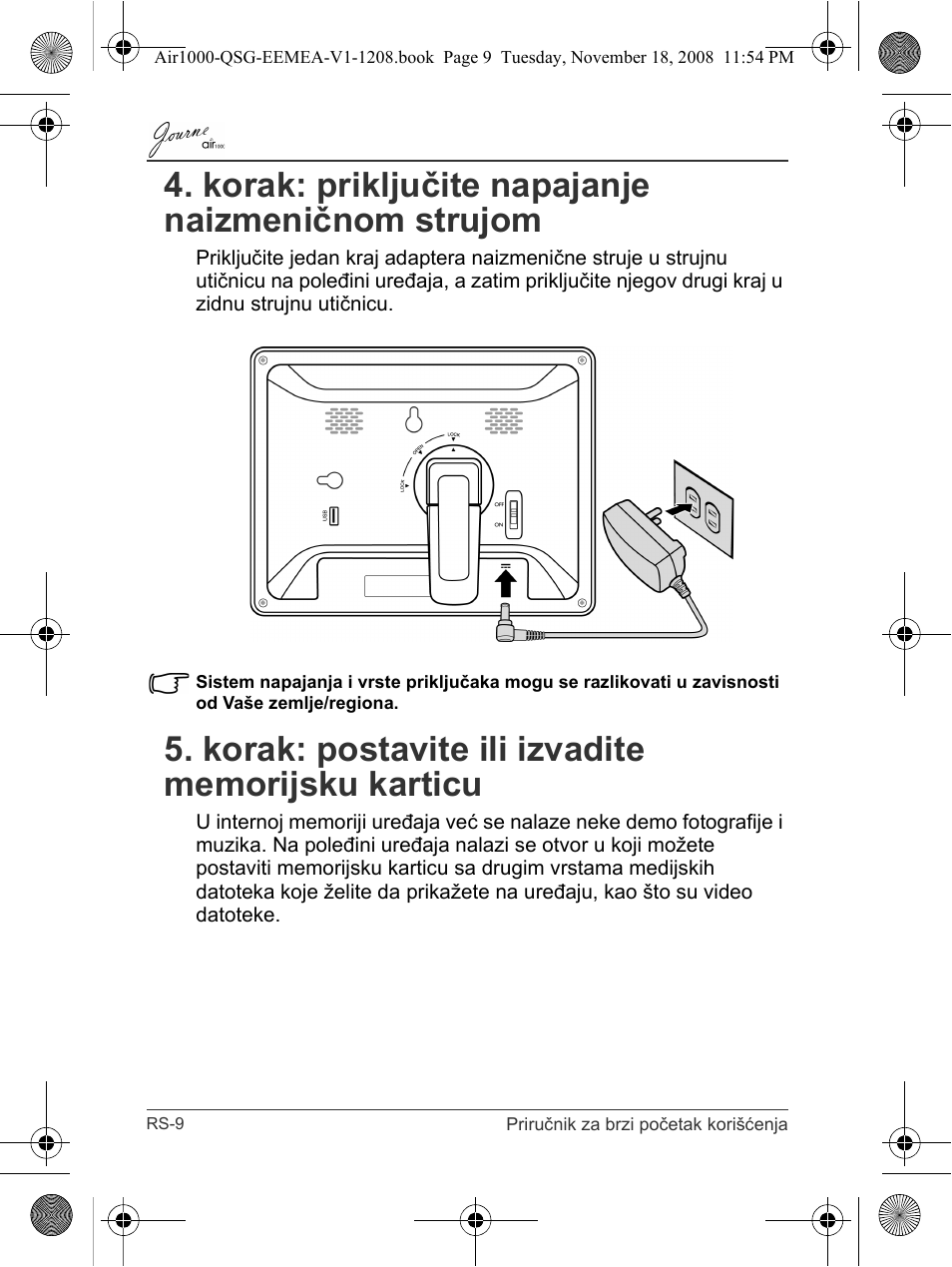 Korak: priključite napajanje naizmeničnom strujom | Toshiba JournE Air1000 User Manual | Page 172 / 302