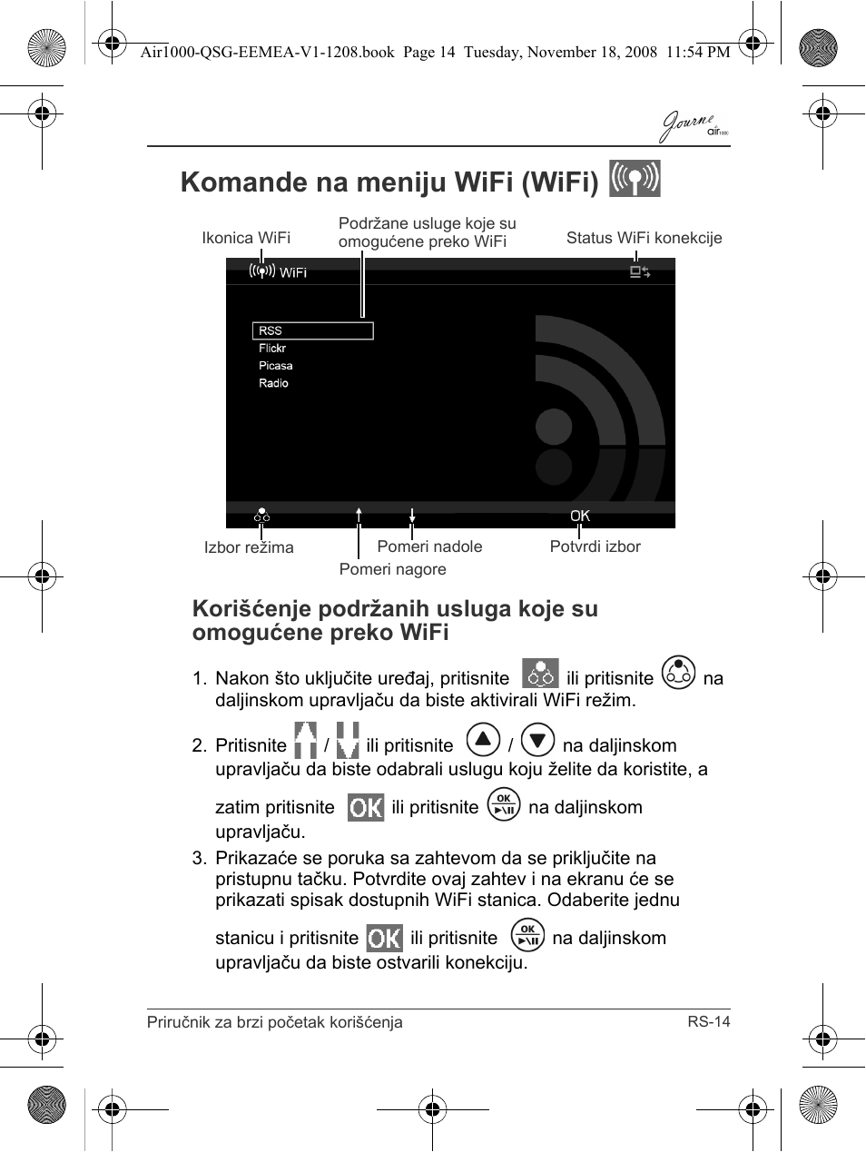 Komande na meniju wifi (wifi) | Toshiba JournE Air1000 User Manual | Page 177 / 302