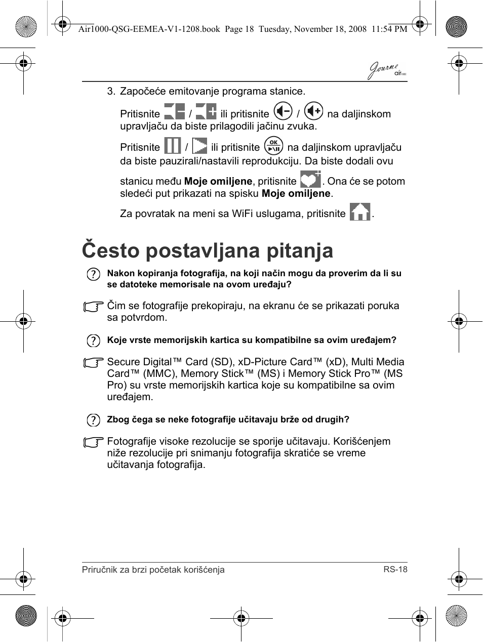 Često postavljana pitanja | Toshiba JournE Air1000 User Manual | Page 181 / 302
