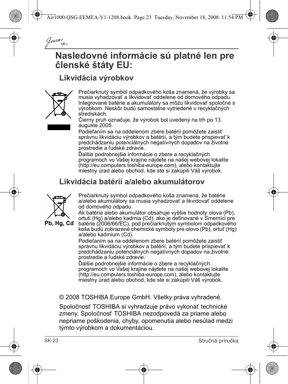 Toshiba JournE Air1000 User Manual | Page 234 / 302