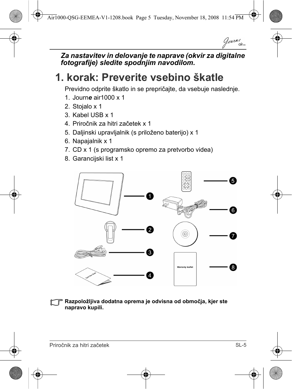Korak: preverite vsebino škatle | Toshiba JournE Air1000 User Manual | Page 239 / 302