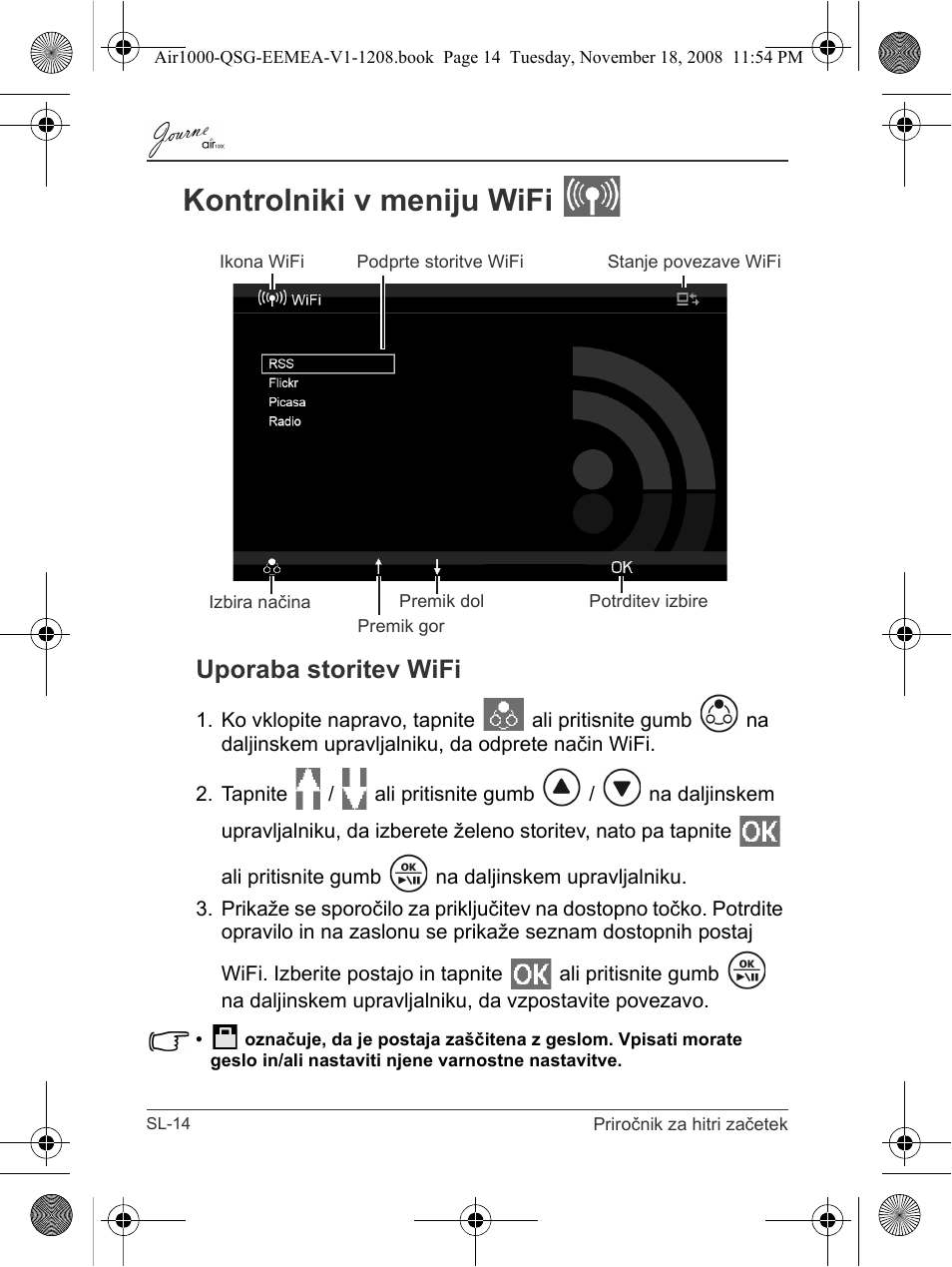 Kontrolniki v meniju wifi, Uporaba storitev wifi | Toshiba JournE Air1000 User Manual | Page 248 / 302